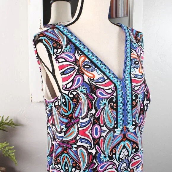 London Times Paisley Print Sheath Sundress - NWT - Size 12 - Picture 4 of 8